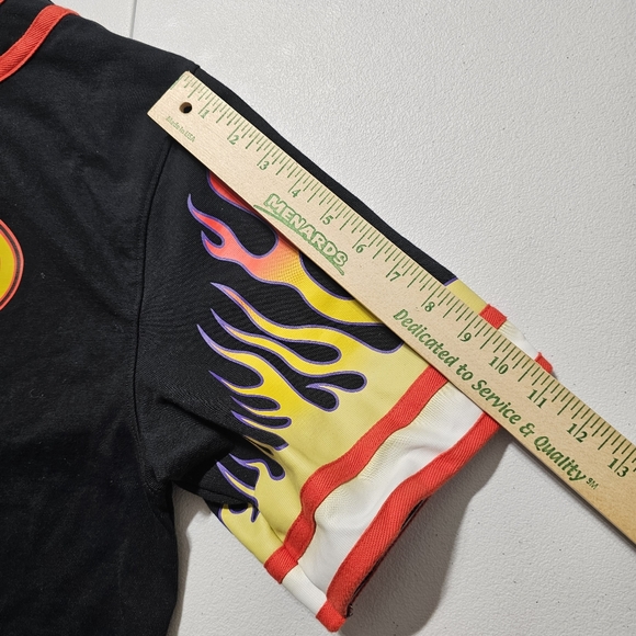 Nike Baseball Button Shirt Flames Championship Men's Large DV9642-010 Black red - Picture 9 of 11